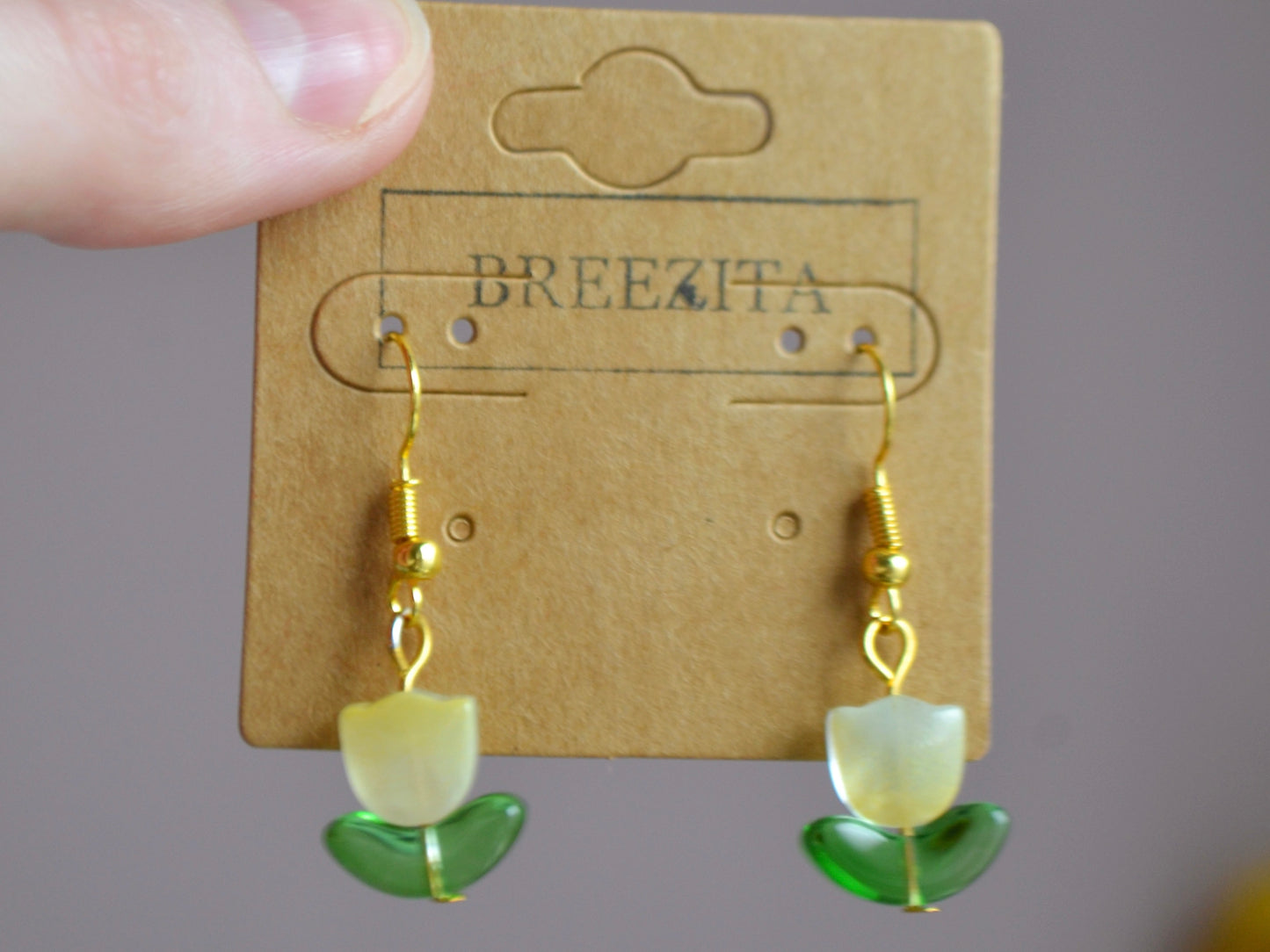 Tulip Hook Earrings - Yellow