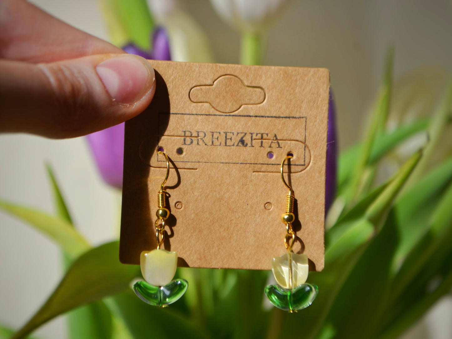 Tulip Hook Earrings - Yellow
