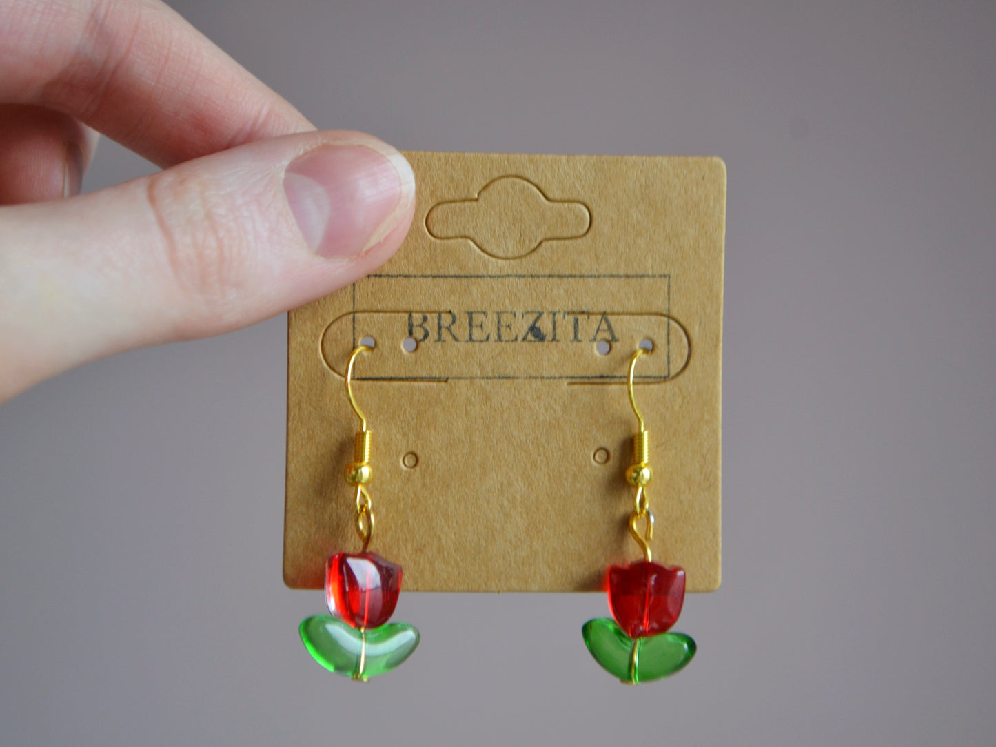 Tulip Hook Earrings - Red