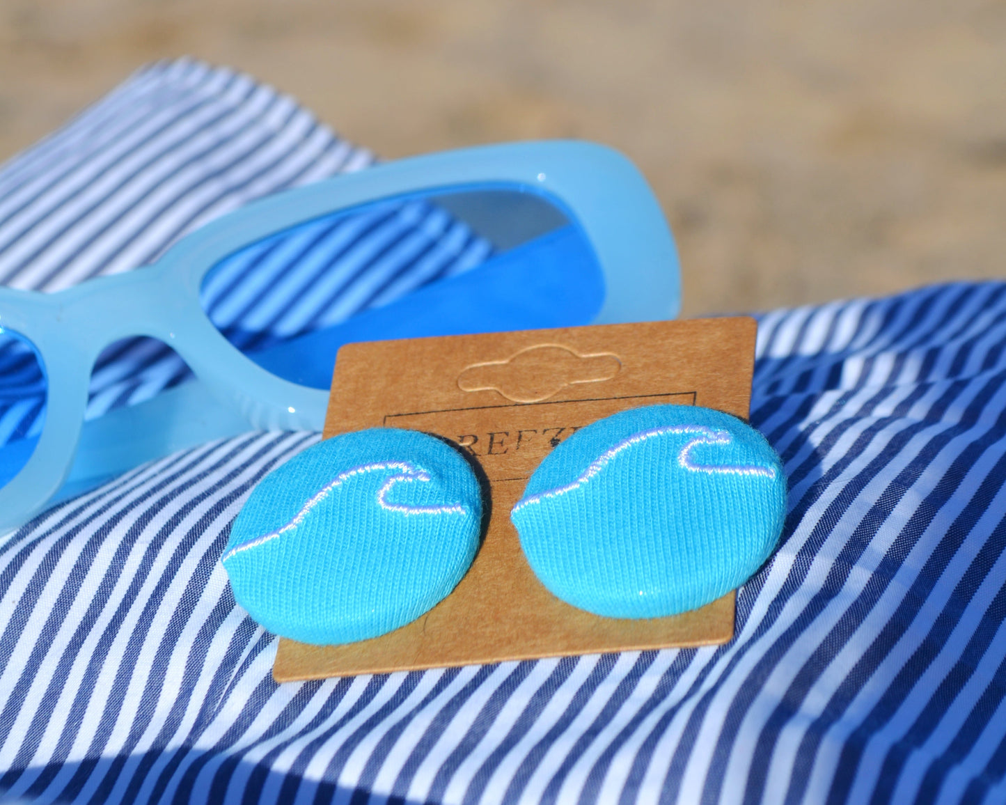 Wave Button Earrings