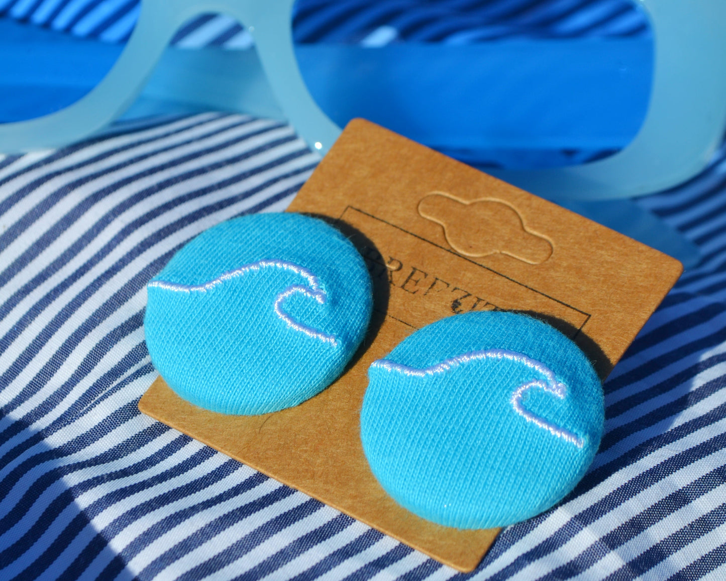 Wave Button Earrings