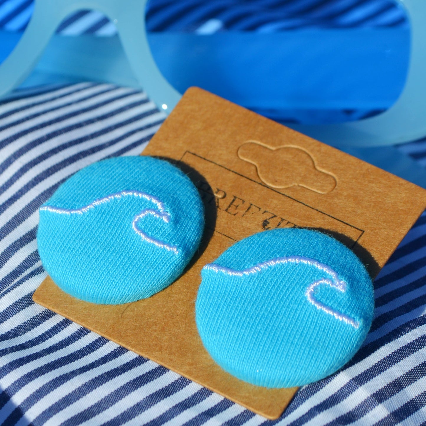 Wave Button Earrings