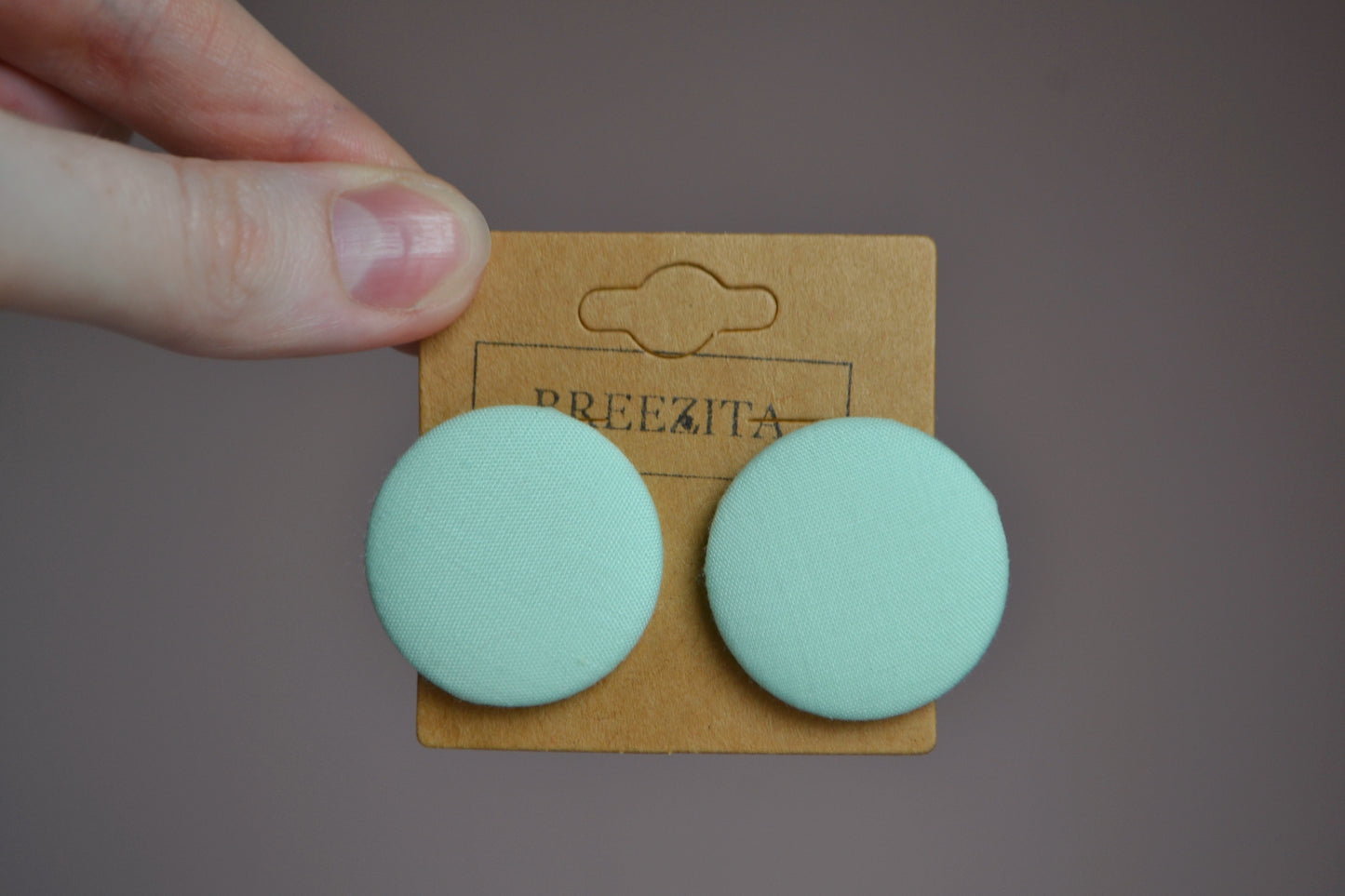 Mint Button Earrings