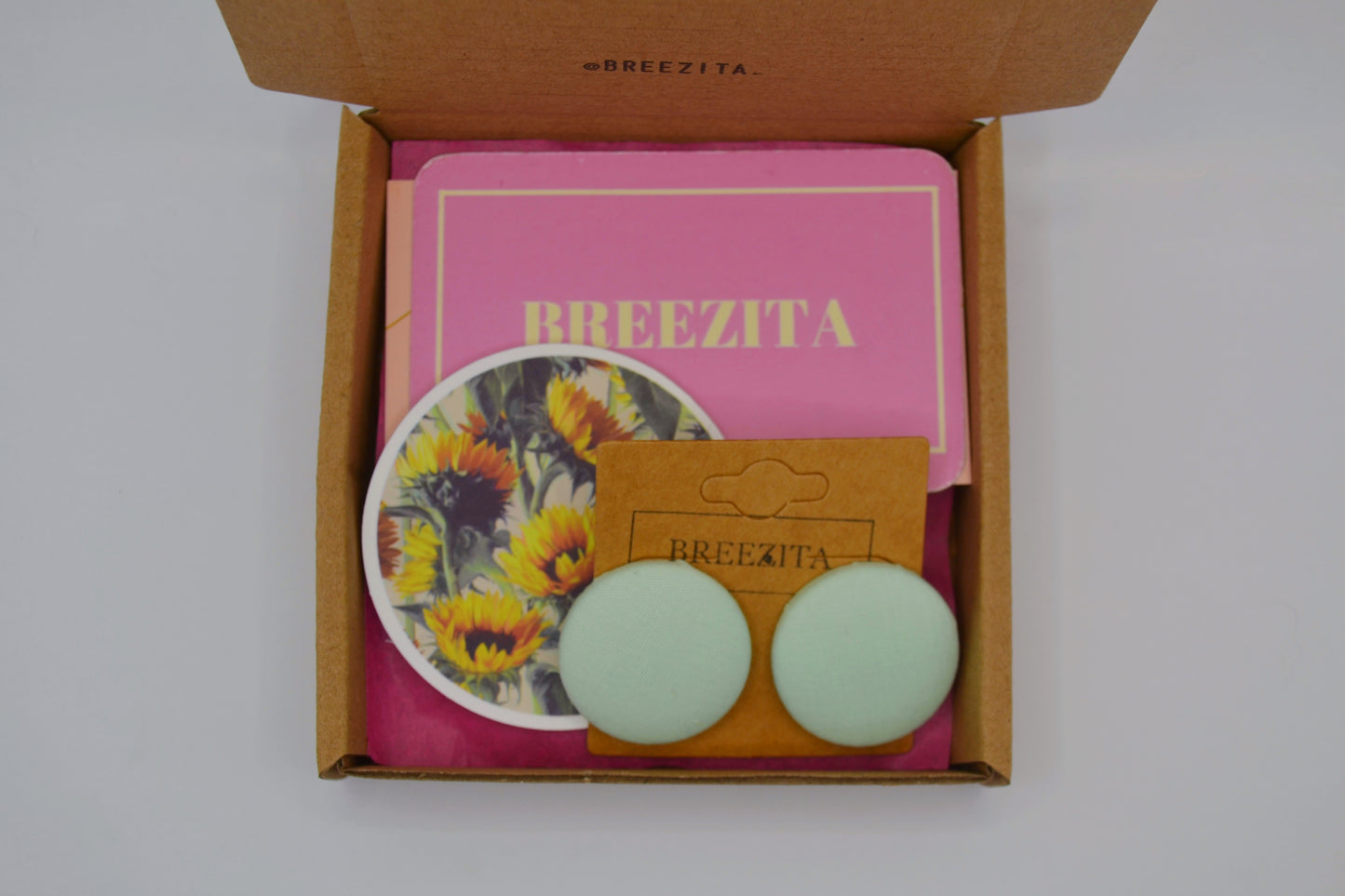 Mint Button Earrings