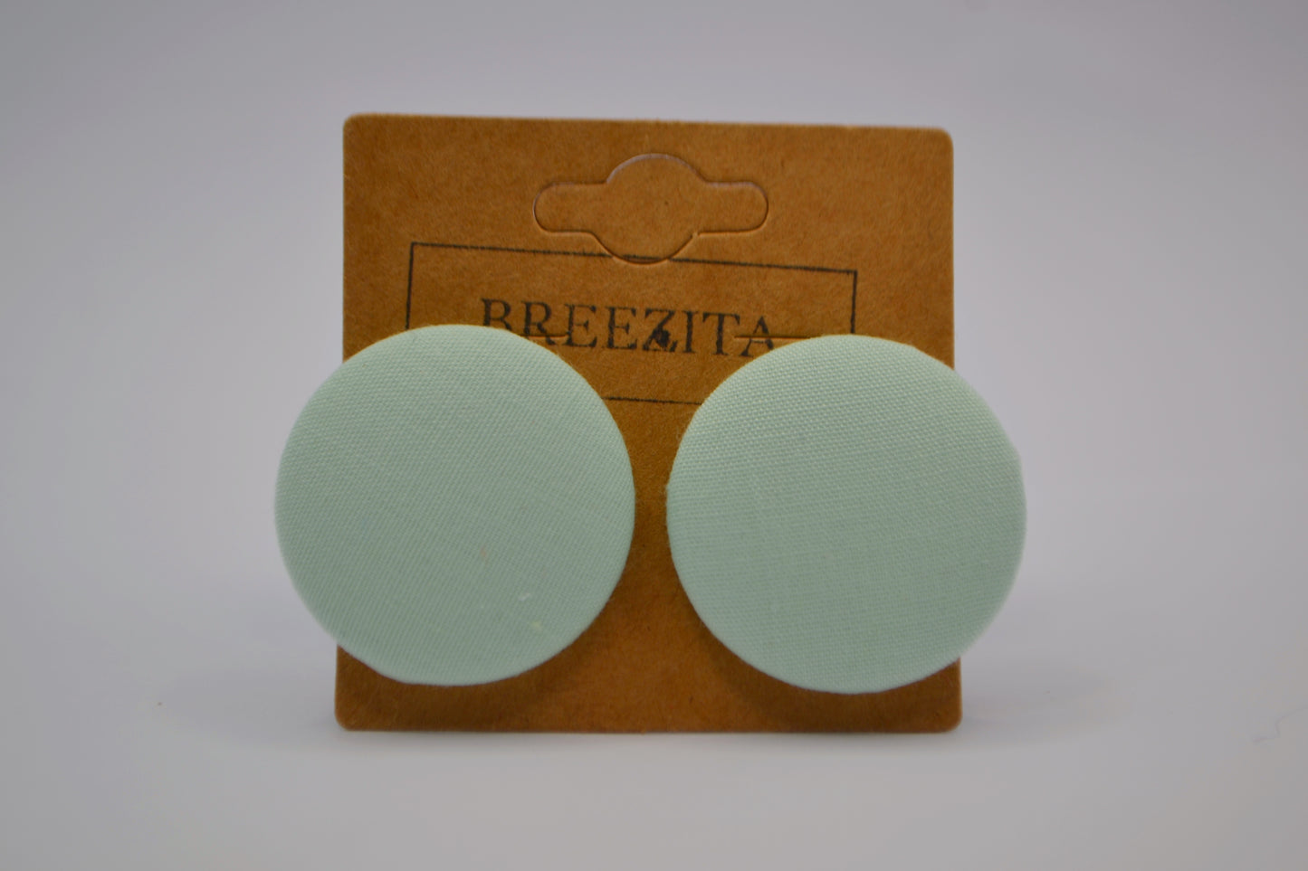 Mint Button Earrings