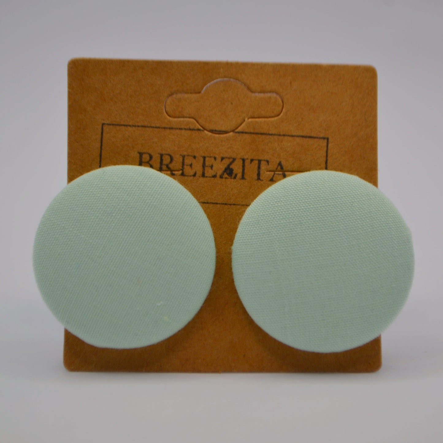 Mint Button Earrings