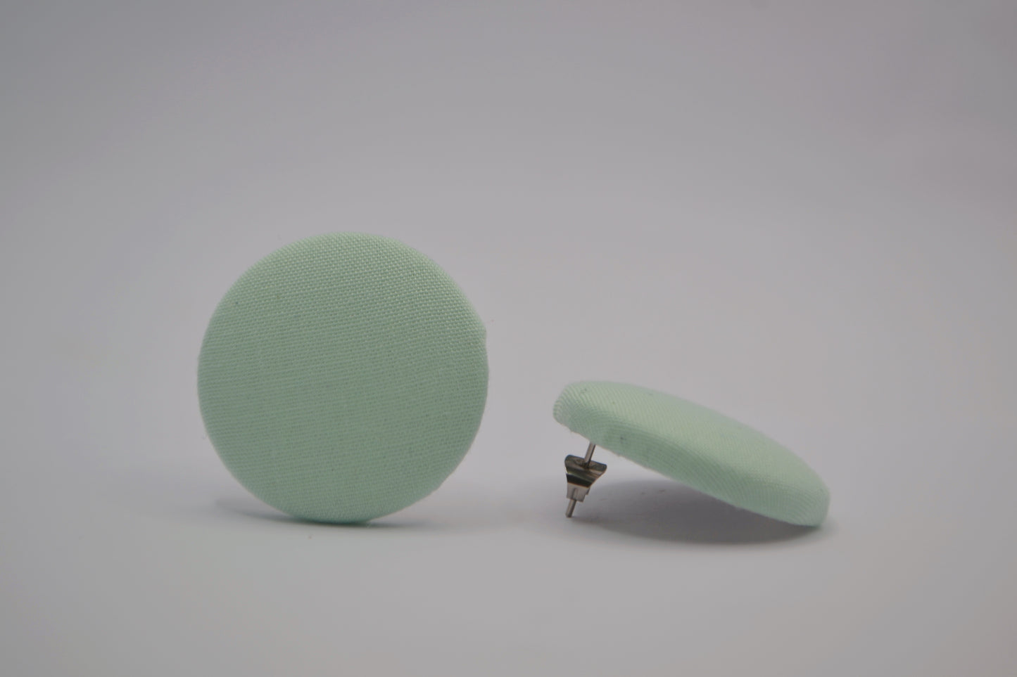 Mint Button Earrings