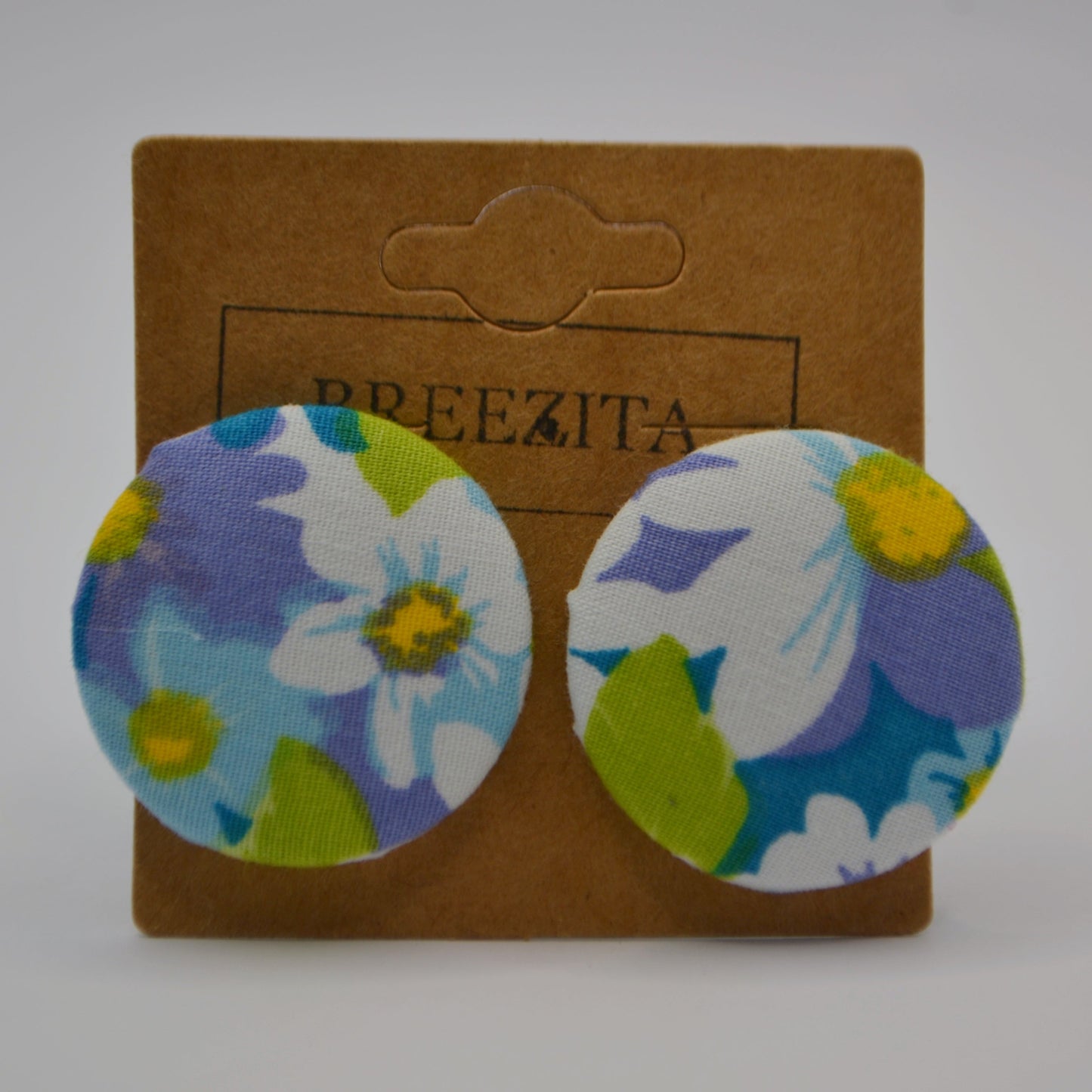 Floral Button Earrings - Studs or Clip-ons