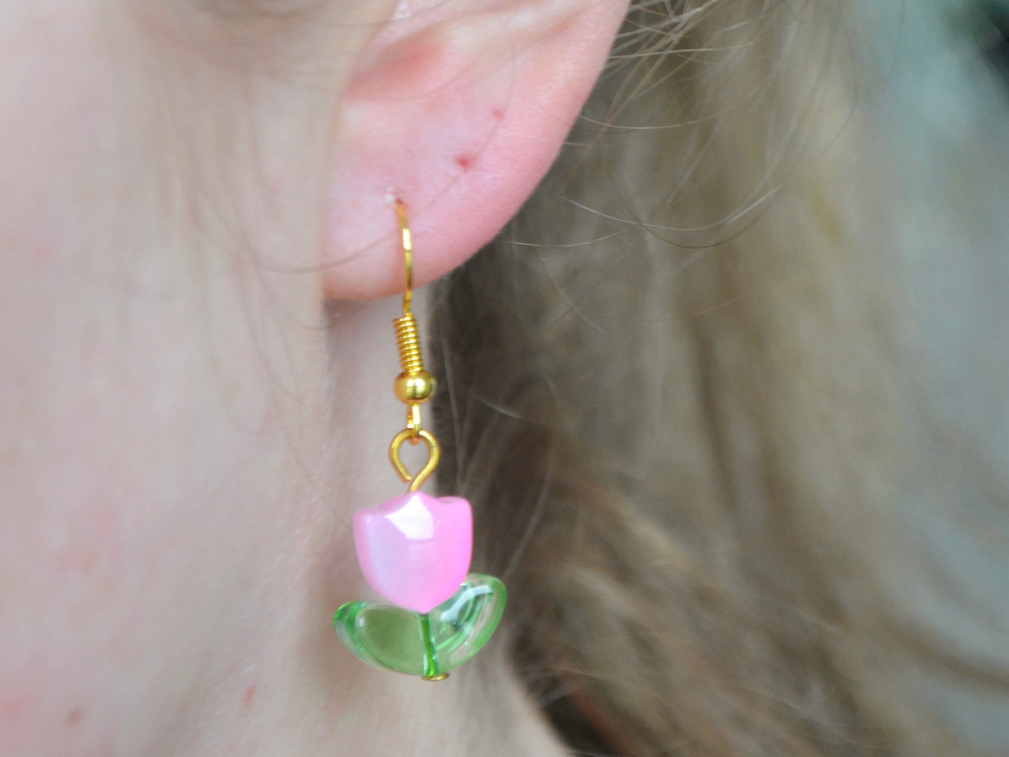 Tulip Hook Earrings - Pink