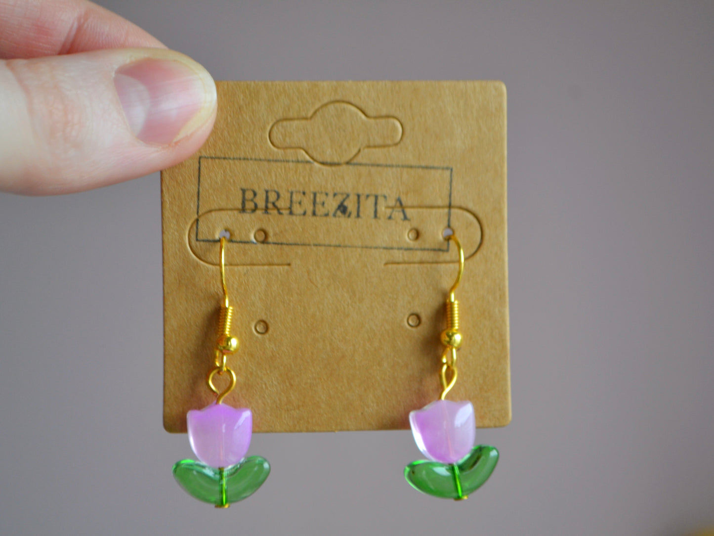 Tulip Hook Earrings - Purple