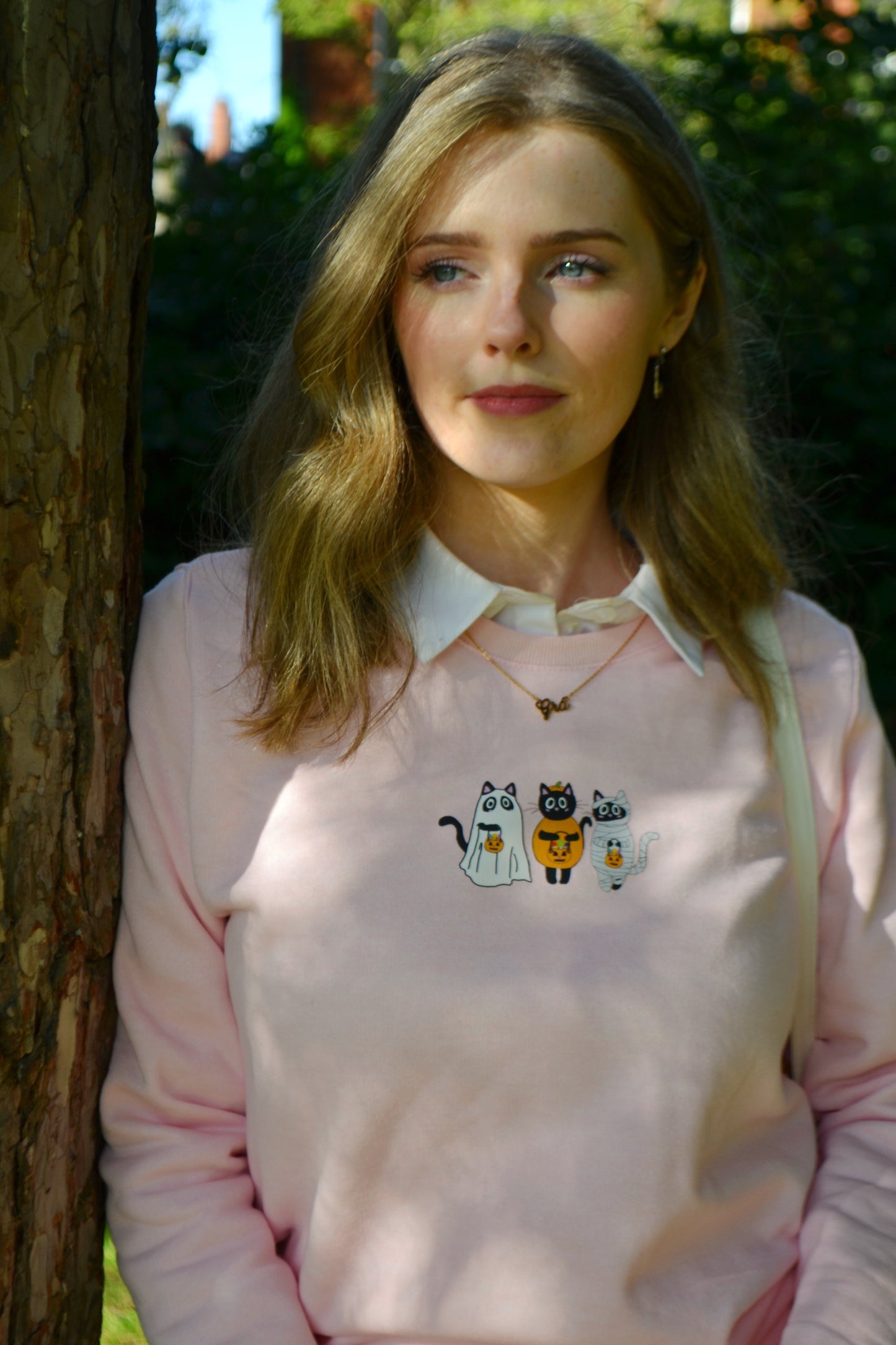 Baby Pink Cat O' Lantern Sweatshirt - Halloween