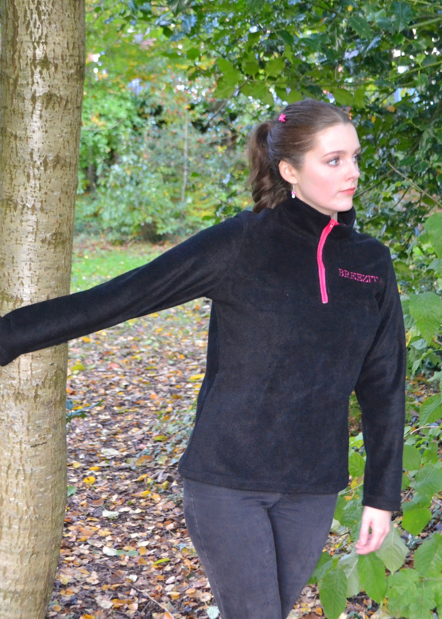 Black Breezita Quarter Zip - Cerise Zip