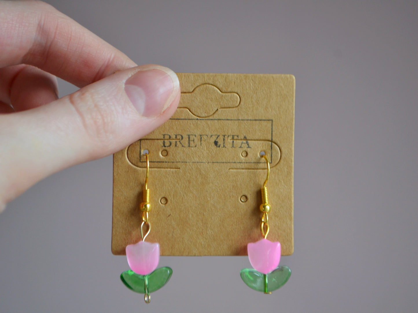 Tulip Hook Earrings - Pink