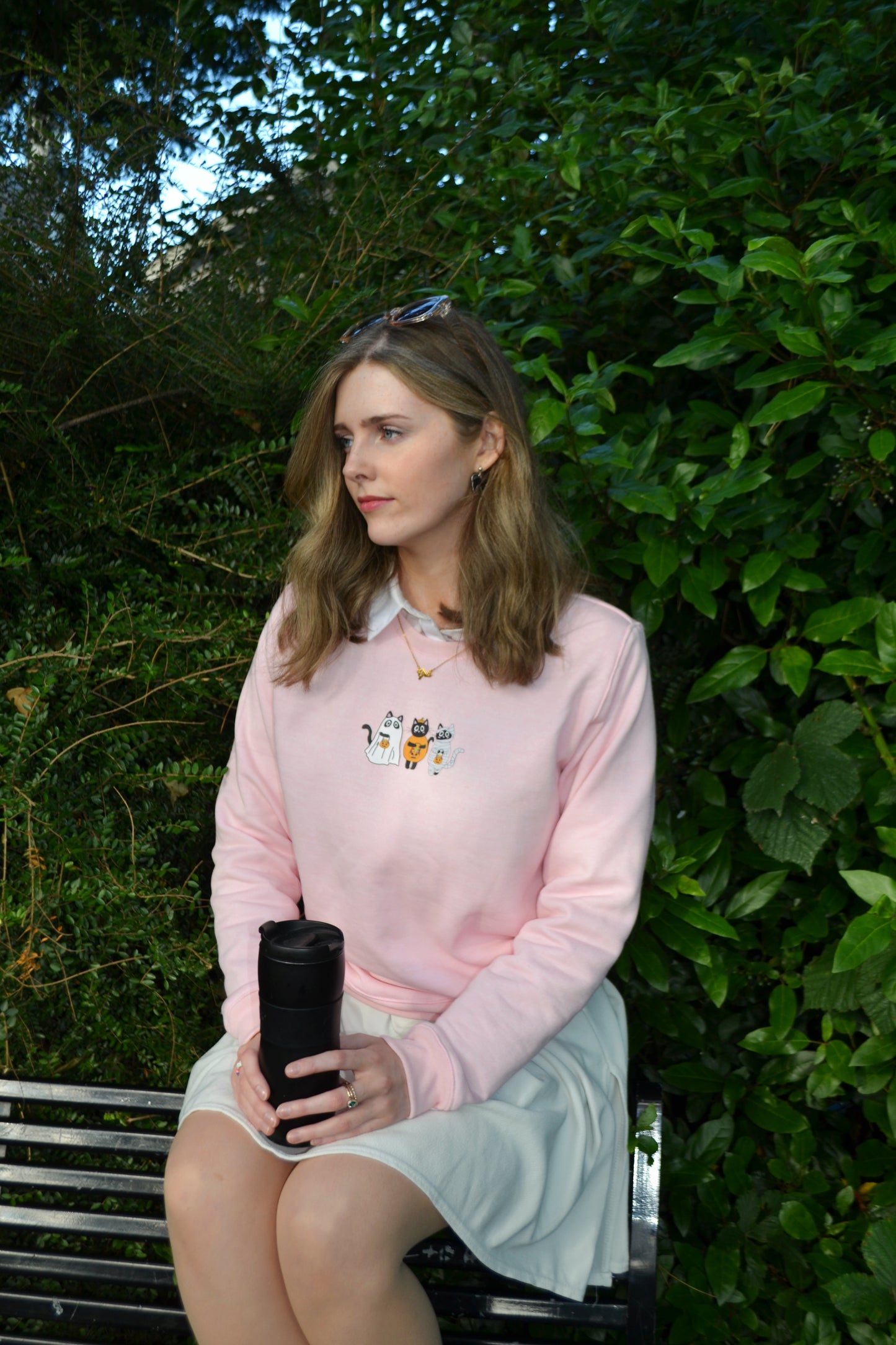 Baby Pink Cat O' Lantern Sweatshirt - Halloween