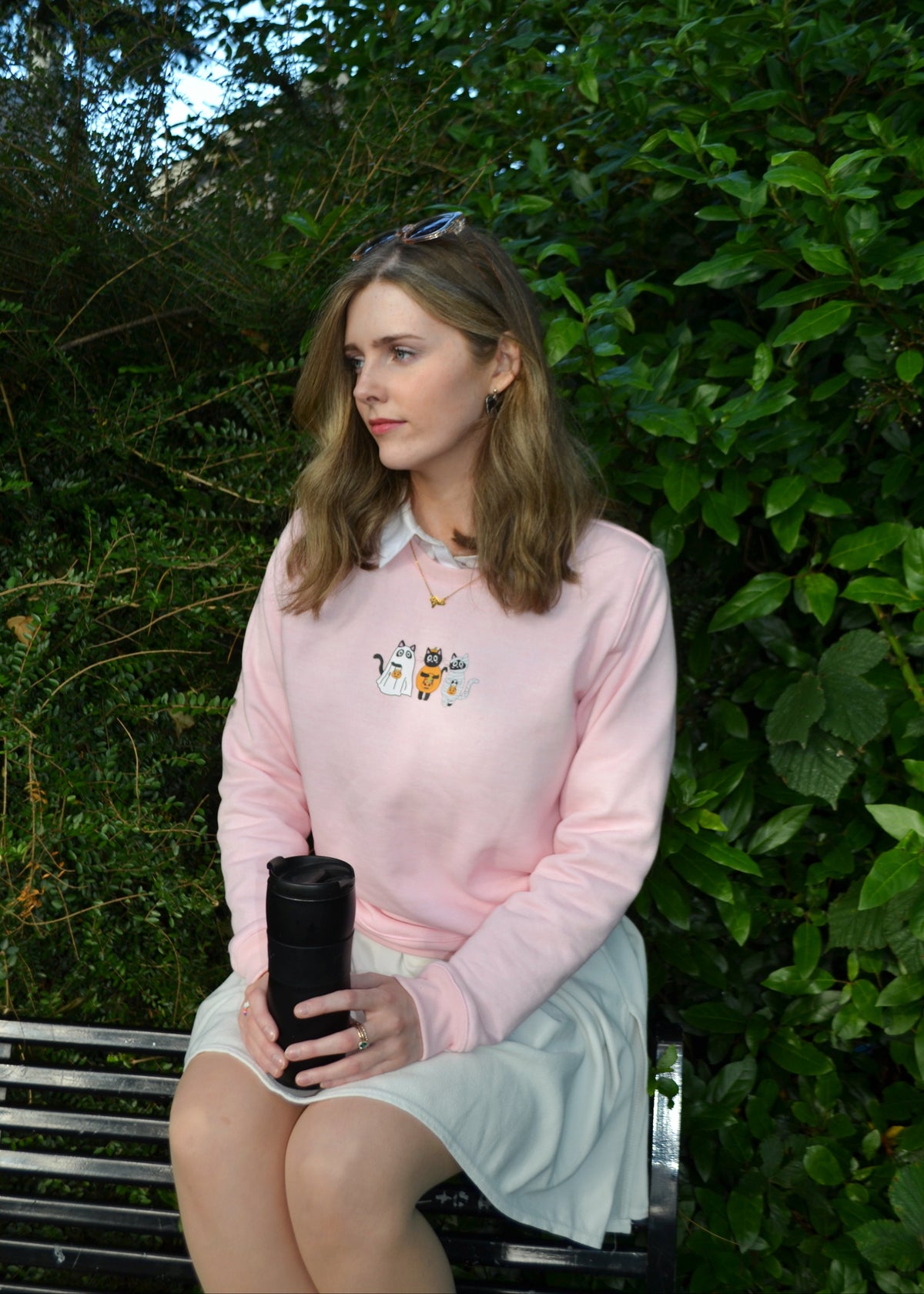 Baby Pink Cat O' Lantern Sweatshirt - Halloween
