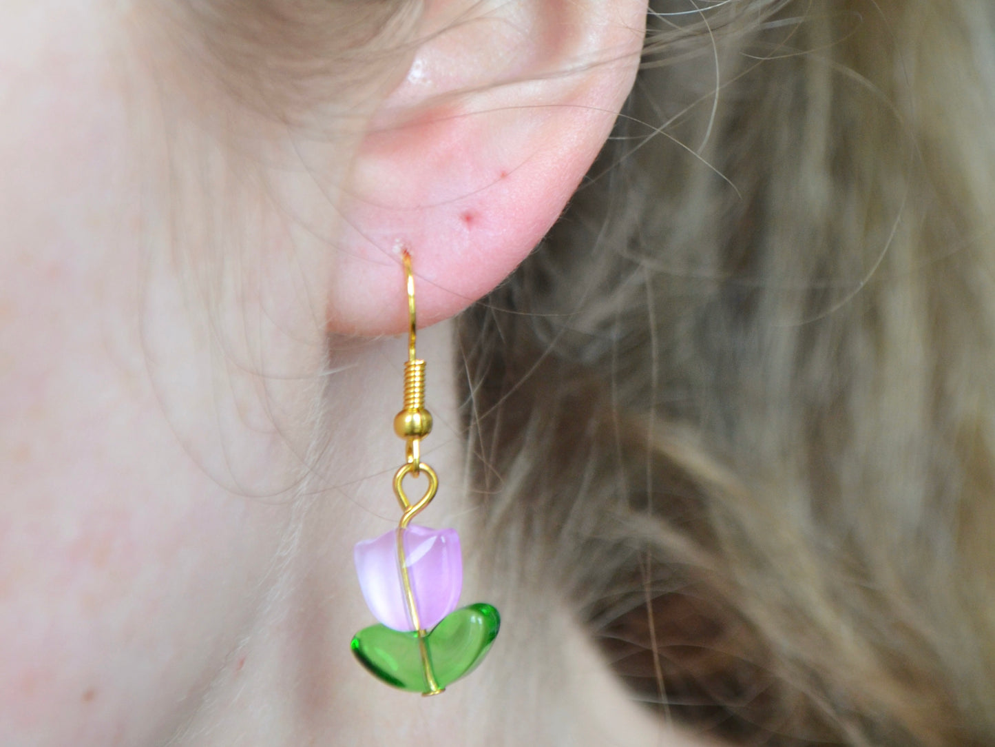 Tulip Hook Earrings - Purple