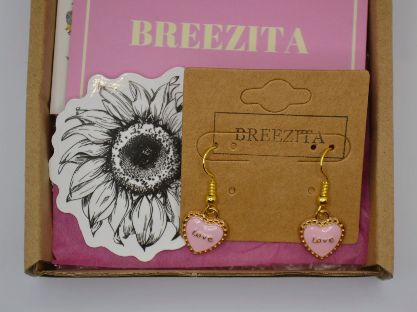 Pink Love Heart Hook Earrings - Valentines