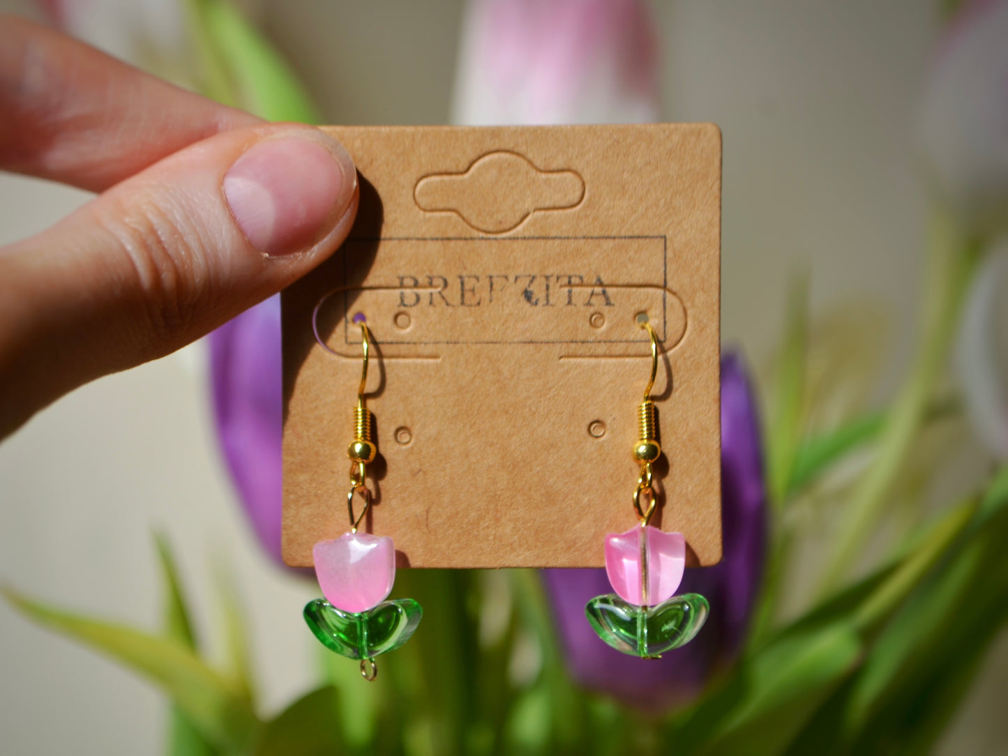 Tulip Hook Earrings - Pink