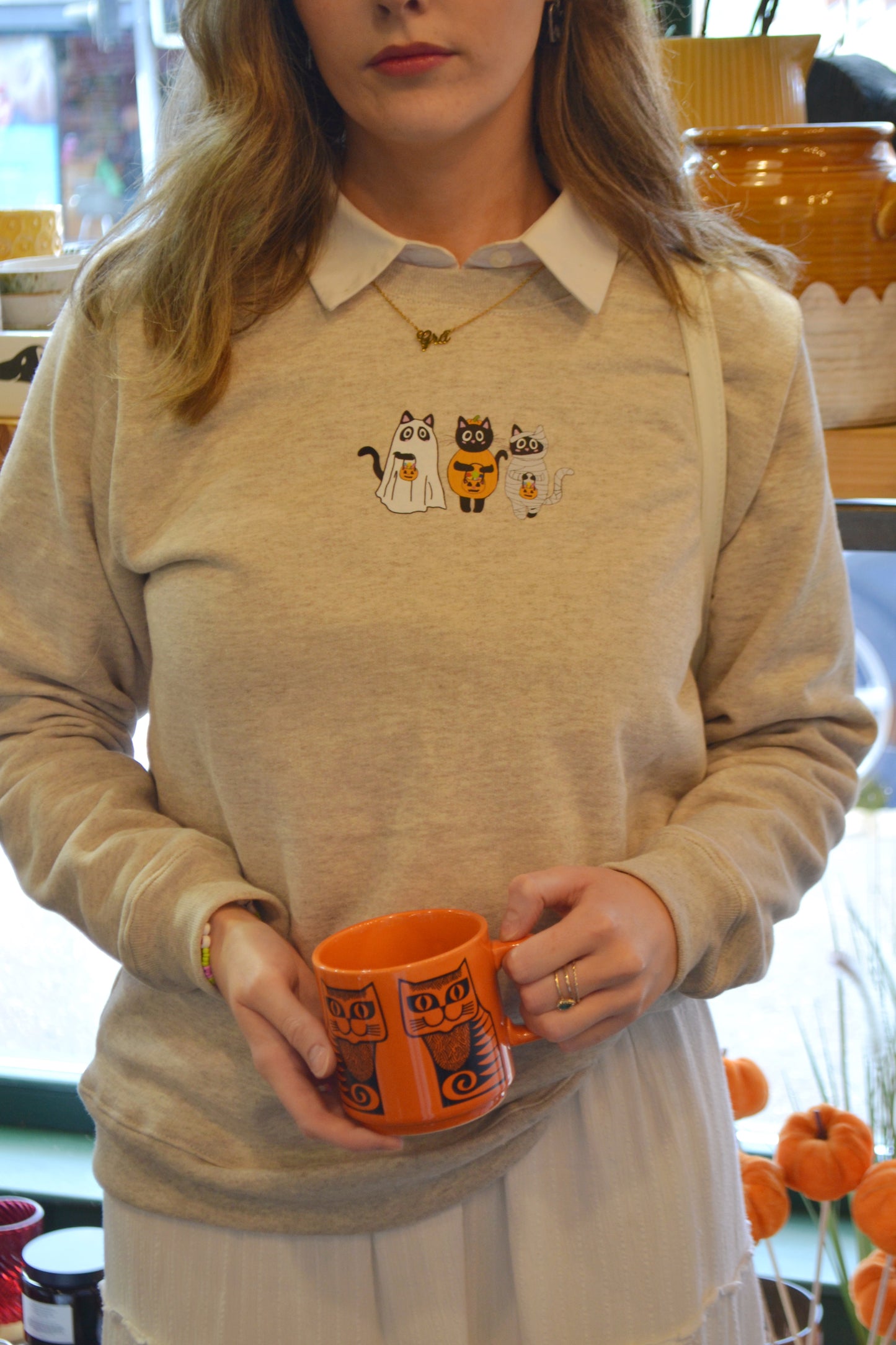 Stone Cat O' Lantern Sweatshirt - Halloween
