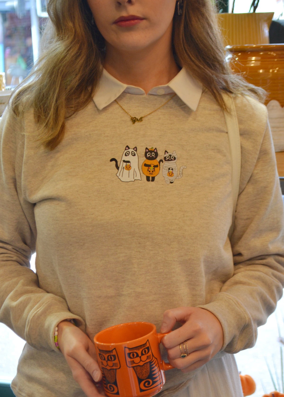 Stone Cat O' Lantern Sweatshirt - Halloween