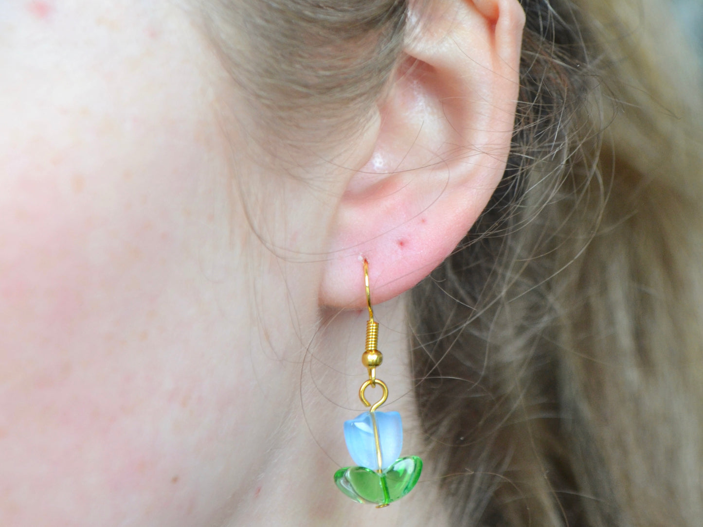 Tulip Hook Earrings - Blue