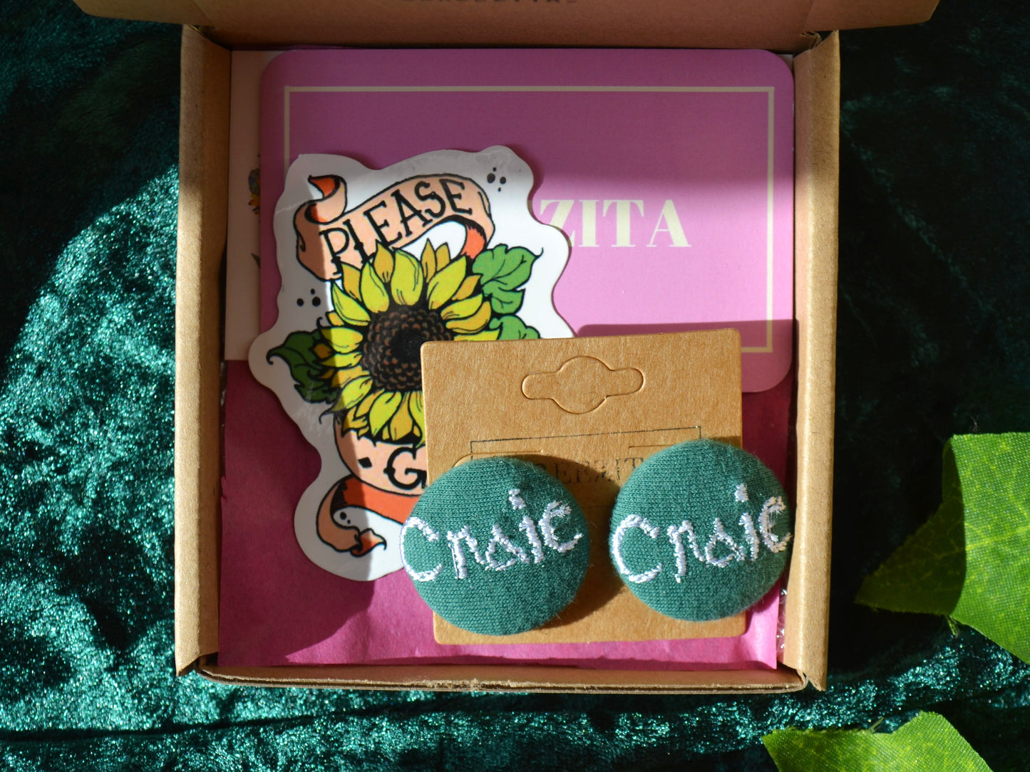 Irish Craic Button Earrings - Bottle Green