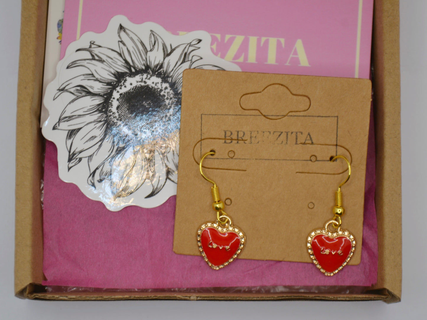 Red Love Heart Hook Earrings - Valentines