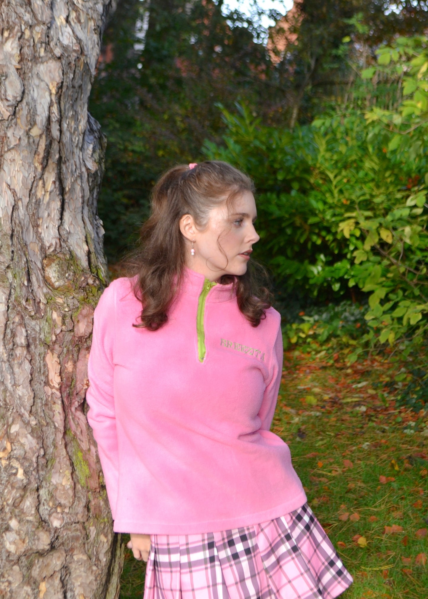 Pink Breezita Quarter Zip - Green Zip