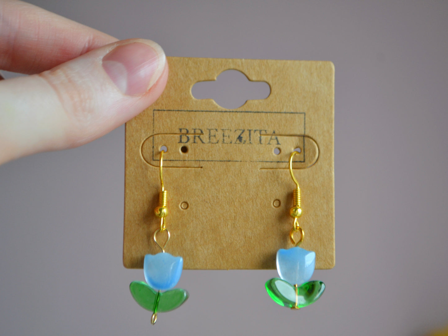 Tulip Hook Earrings - Blue