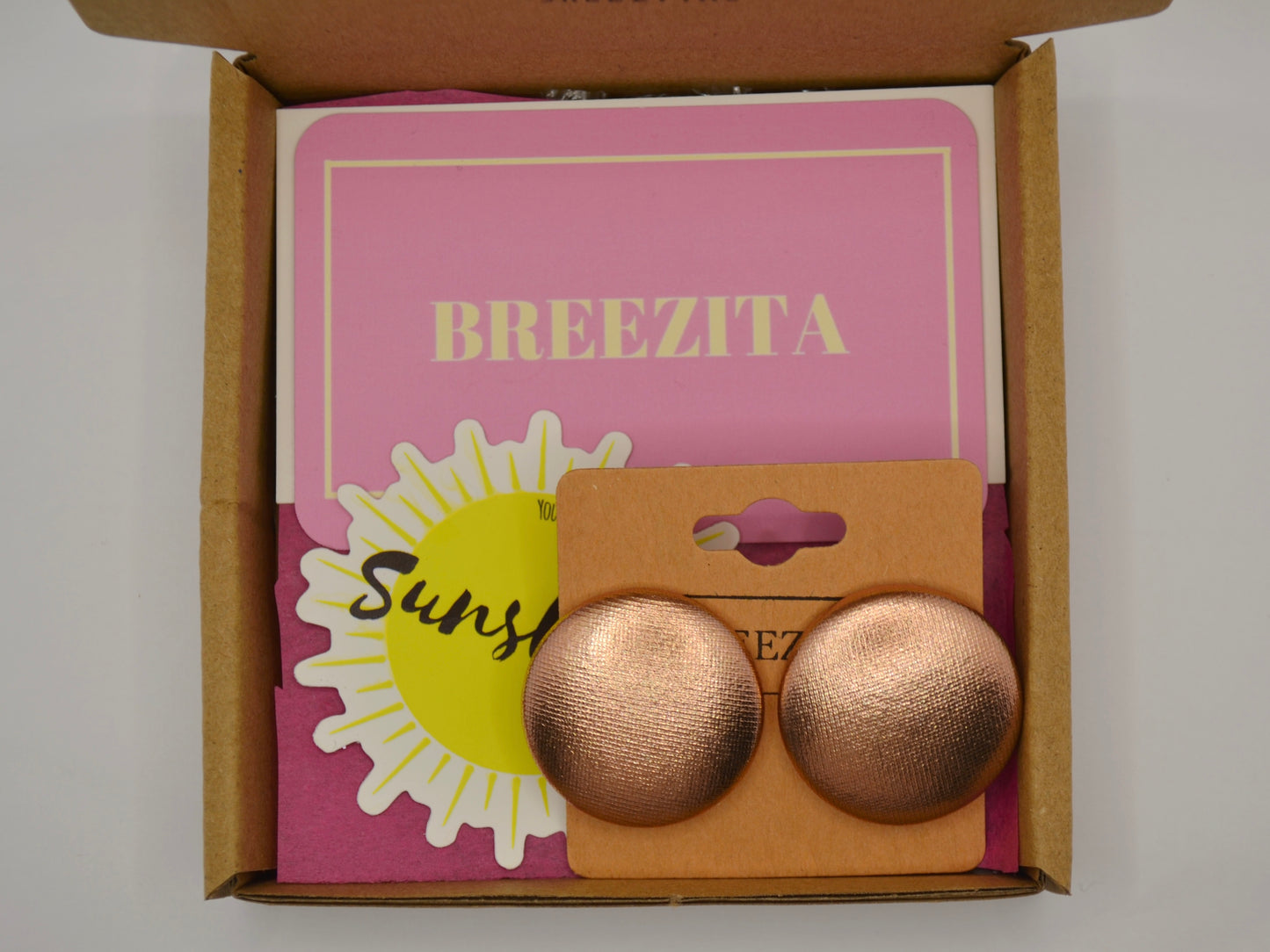Rose Gold Foil Button Earrings