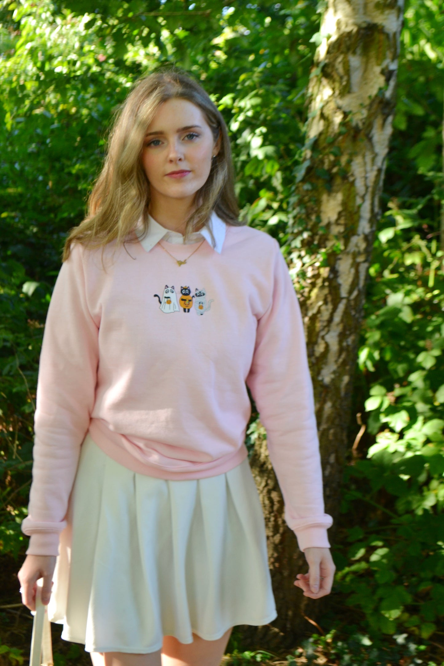 Baby Pink Cat O' Lantern Sweatshirt - Halloween