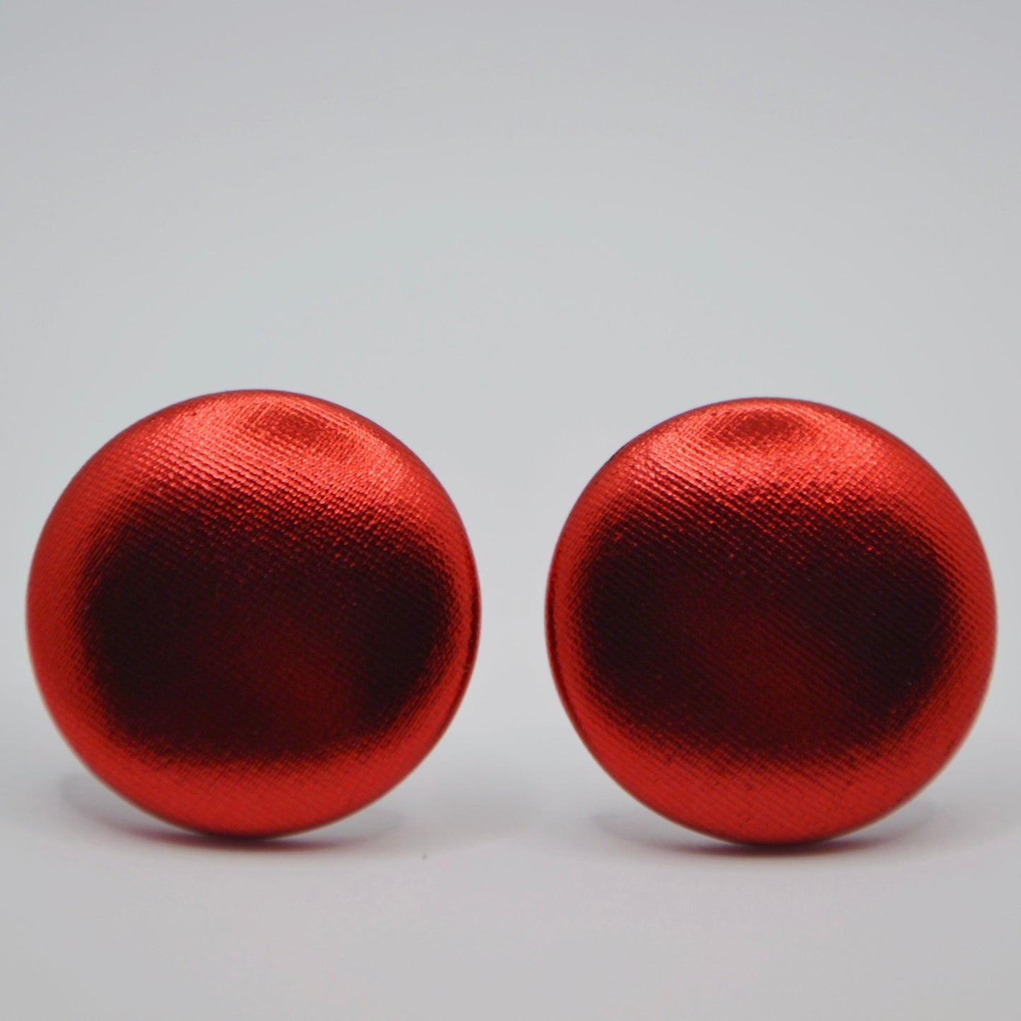 Black Foil Button Earrings – Stud or Clip On