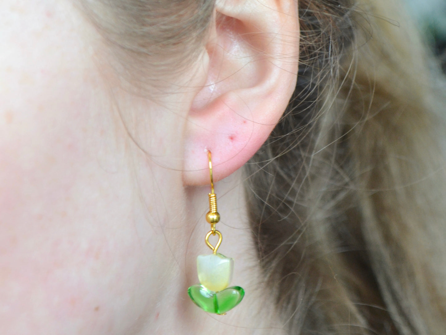 Tulip Hook Earrings - Yellow