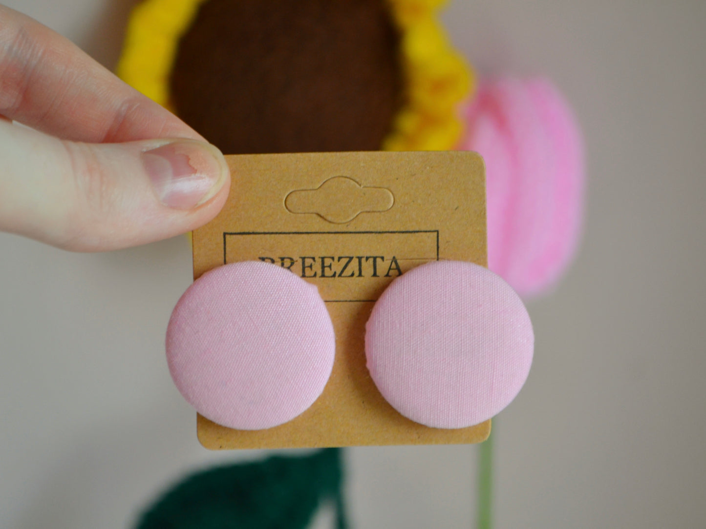Pink Button Earrings