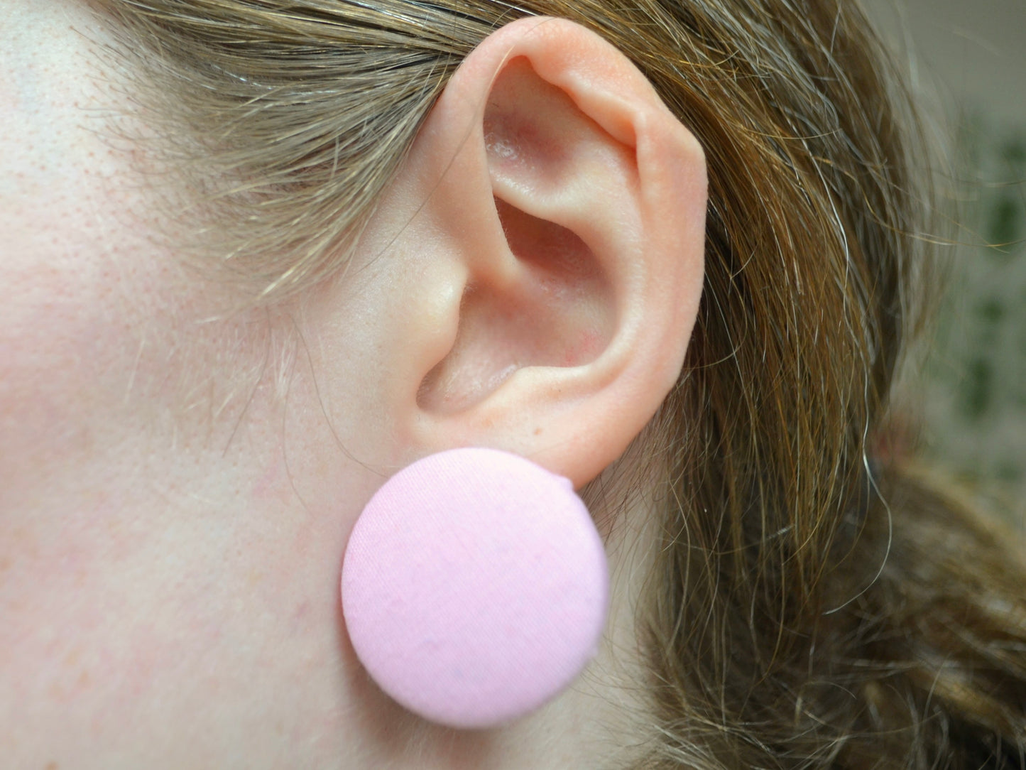 Pink Button Earrings