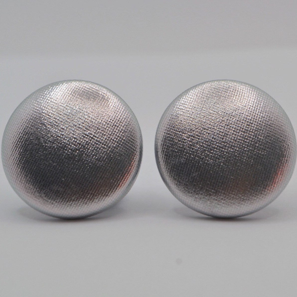 Silver Foil Button Earrings - Stud or Clip Ons