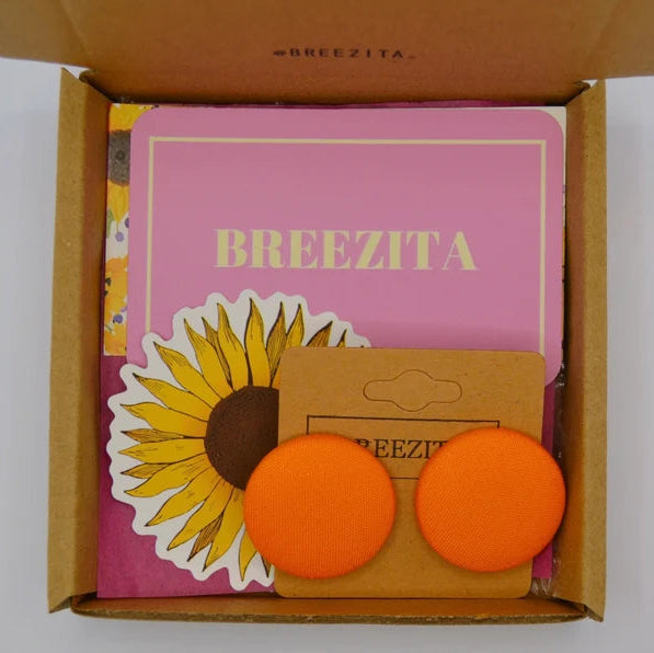 Orange Button Earrings