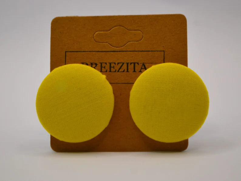 Yellow Button Earrings