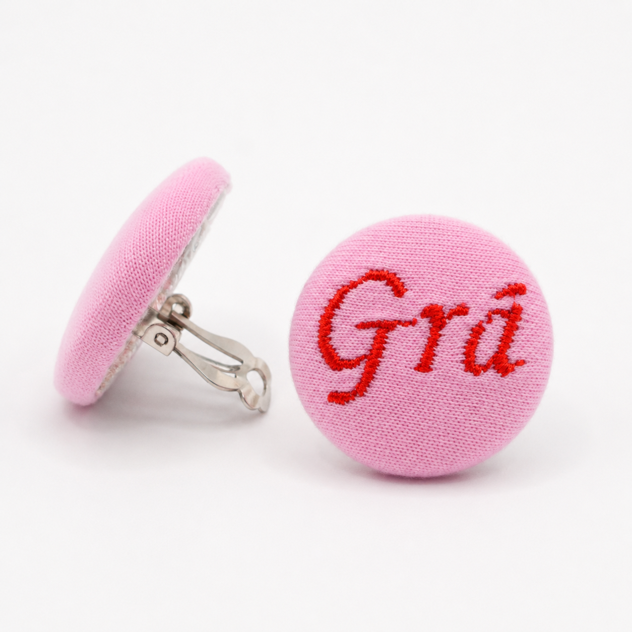 Pink Irish Grá Button Earrings - Studs & Clip-ons