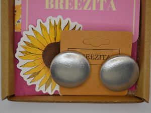 Silver Foil Button Earrings