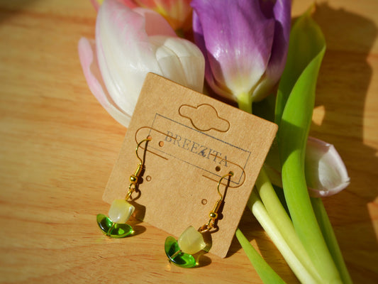 Tulip Hook Earrings - Yellow