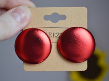 Load image into Gallery viewer, Red Foil Button Earrings