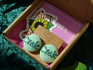 Irish Craic Button Earrings - Sage Green