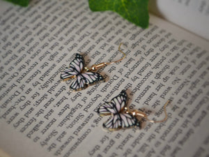 Purple Butterfly Charm Hook Earrings: Gold-Coloured Hypoallergenic Hooks - 9 Vibrant Colours