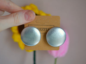 Silver Foil Button Earrings