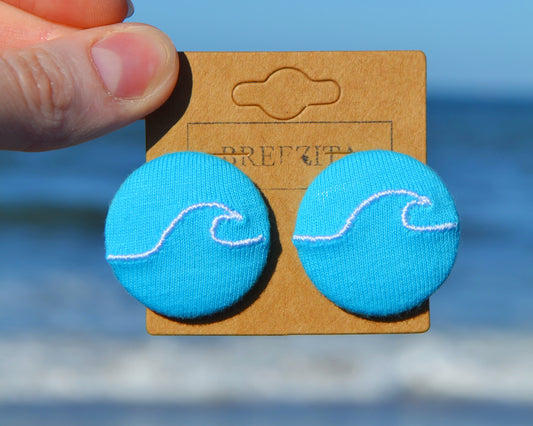 Wave Button Earrings
