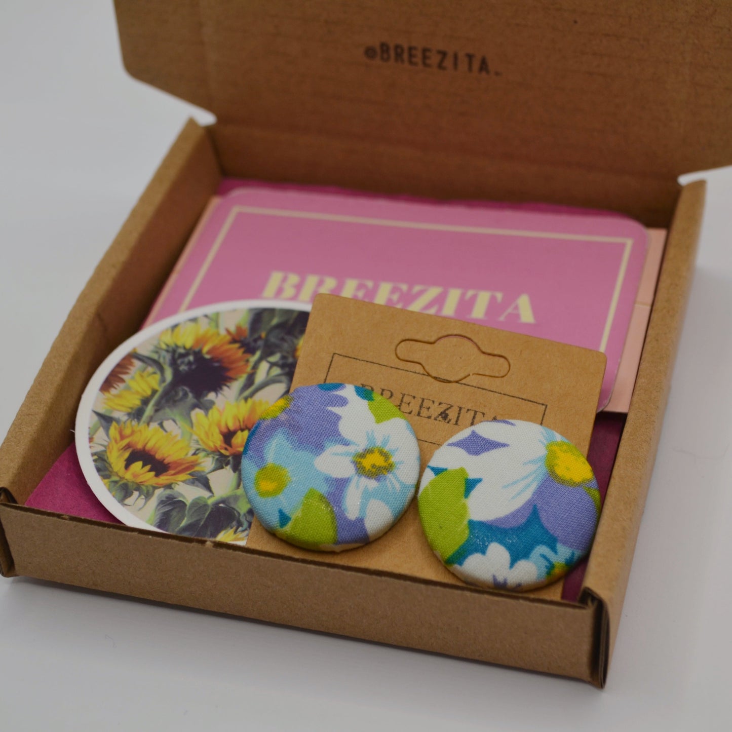 Floral Button Earrings - Studs or Clip-ons