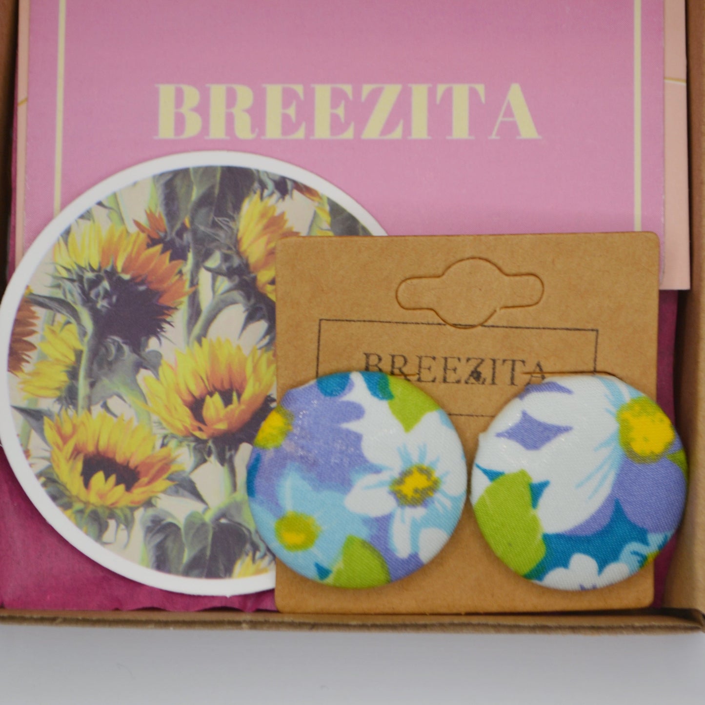 Floral Button Earrings - Studs or Clip-ons