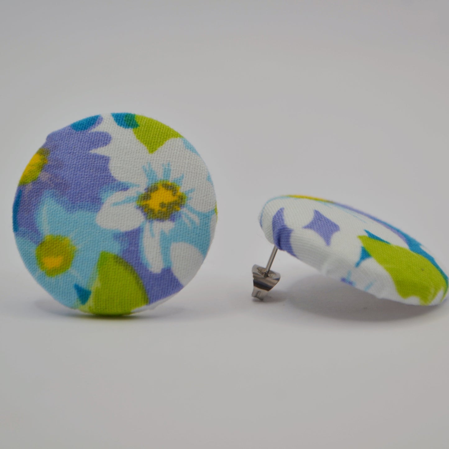 Floral Button Earrings - Studs or Clip-ons