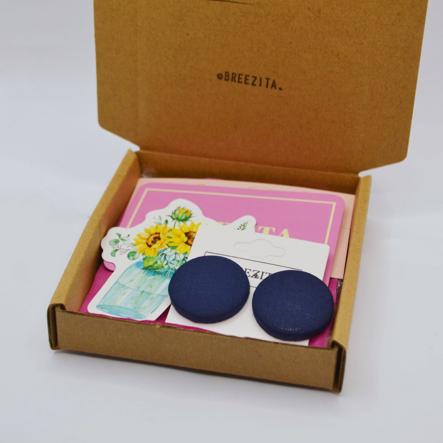 Navy Button Earrings - Studs and Clip-ons